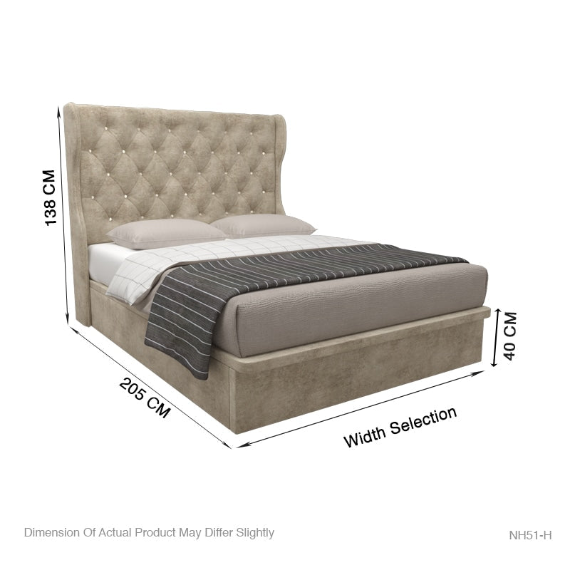 Ryder Velvet Fabric Storage Bed 16 Inch Model B