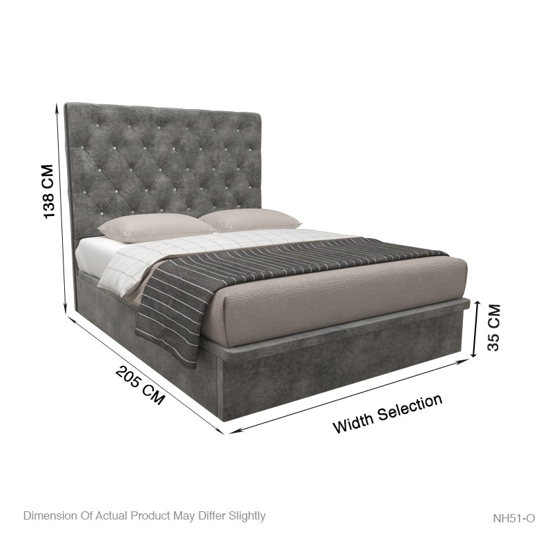 Ryder Velvet Fabric Storage Bed 14 Inch Model A