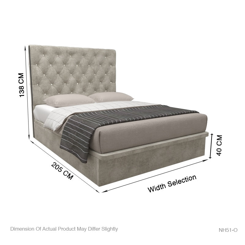 Ryder Velvet Fabric Storage Bed 16 Inch Model A