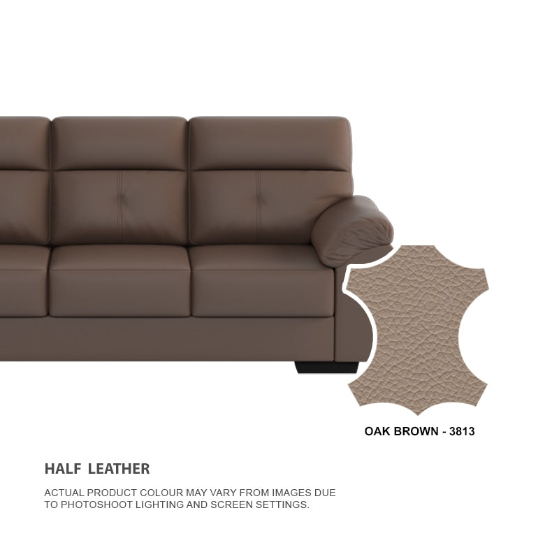 Henry Half Leather Cowhide 1 Seater Sofa