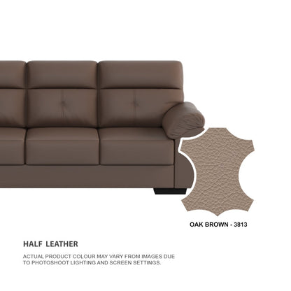 Henry Half Leather Cowhide 1 Seater Sofa