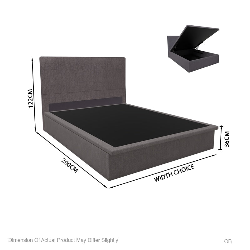 Willow Fabric Storage Bed Set With Hotel Pocketed Spring Mattress 10 Inch