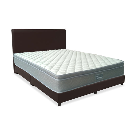 Entice Faux Leather Bed Set With Pocketed Spring Mattress 10 Inch