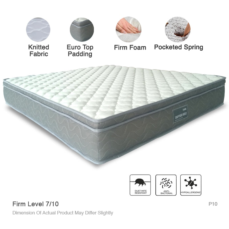 Entice Faux Leather Bed Set With Pocketed Spring Mattress 10 Inch