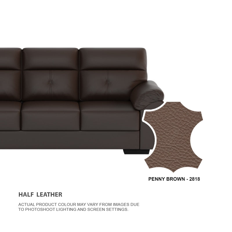 Henry Half Leather Cowhide 2 Seater Sofa