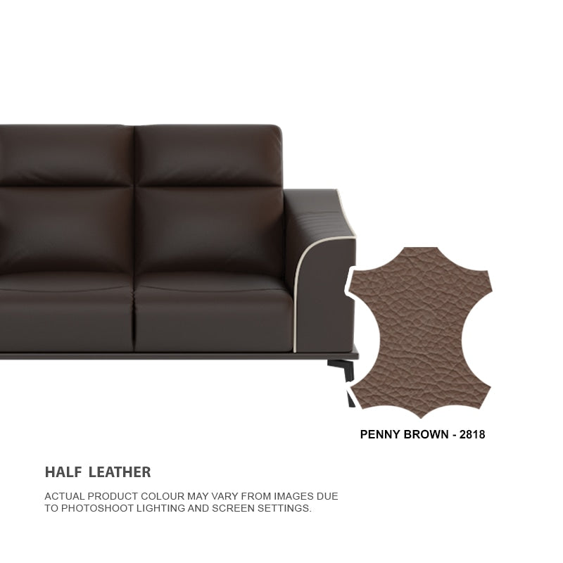 Gianna Half Leather Cowhide 1 Seater Sofa