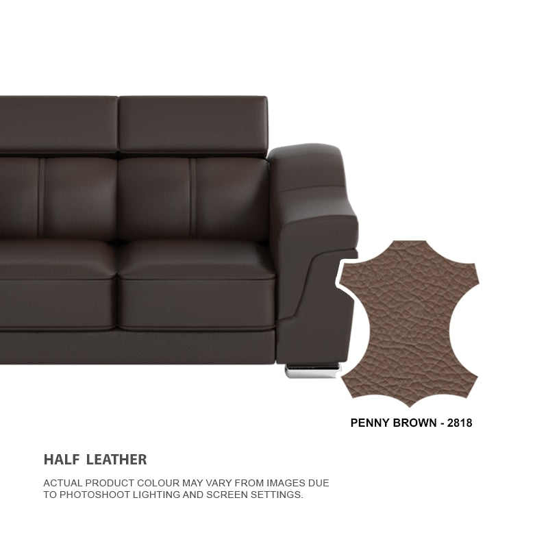 Lyla Half Leather Cowhide 2 Seater With Chaise Sofa