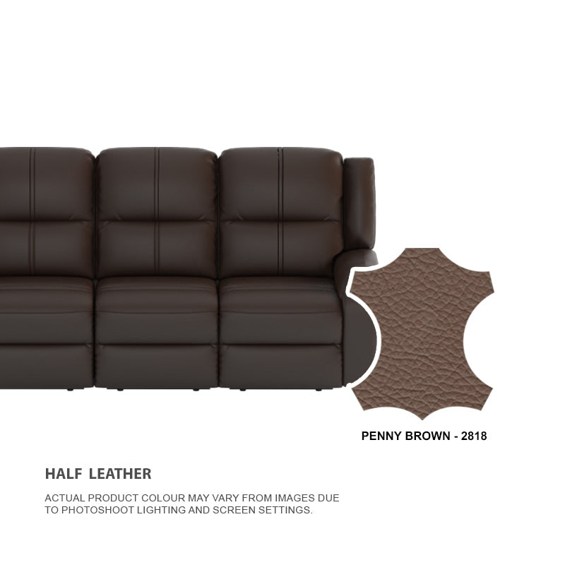 Alana Half Leather Cowhide 4 Seater Sofa