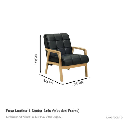 Sarah Faux Leather 1 Seater Sofa Black