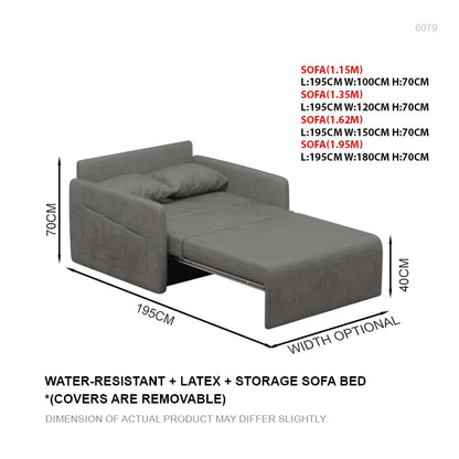 Nora Waterproof Latex Storage Sofabed (Removable Cover)