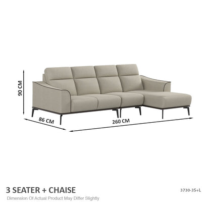 Gianna Fabric 3 Seater With Chaise Sofa