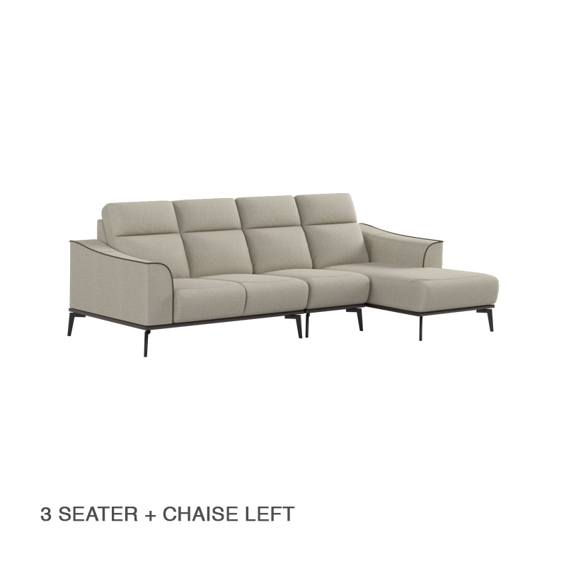 Gianna Fabric 3 Seater With Chaise Sofa