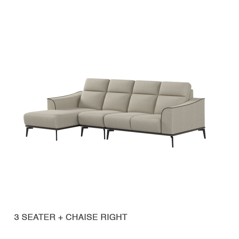 Gianna Fabric 3 Seater With Chaise Sofa