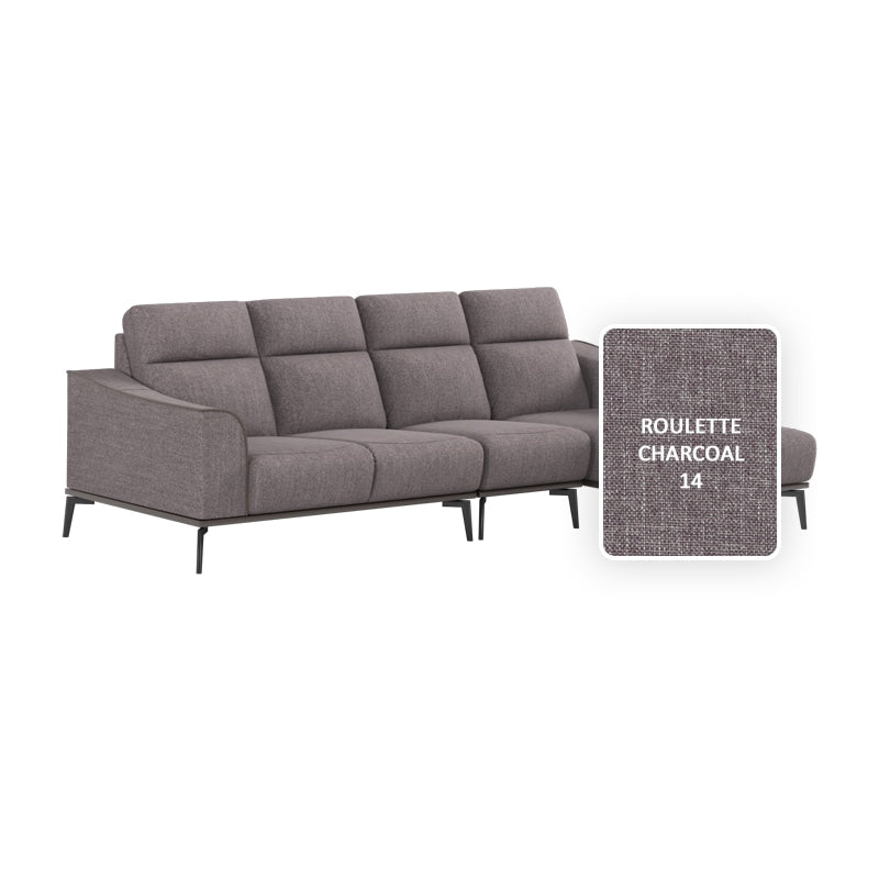 Gianna Fabric 3 Seater With Chaise Sofa