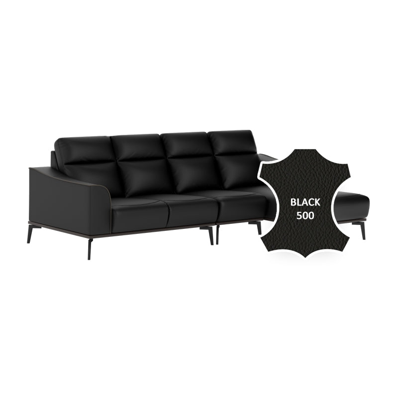 Gianna Half Leather Cowhide 3 Seater With Chaise Sofa