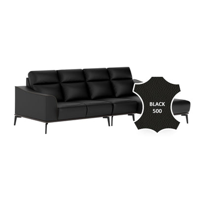 Gianna Half Leather Cowhide 3 Seater With Chaise Sofa