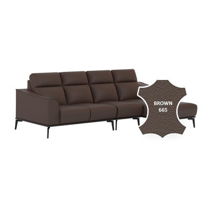 Gianna Half Leather Cowhide 3 Seater With Chaise Sofa