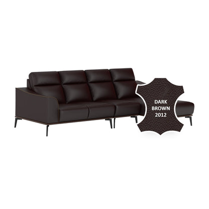 Gianna Half Leather Cowhide 3 Seater With Chaise Sofa