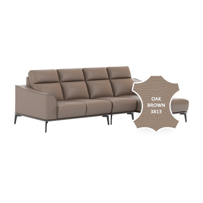 Gianna Half Leather Cowhide 3 Seater With Chaise Sofa
