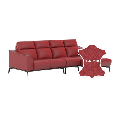 Gianna Half Leather Cowhide 3 Seater With Chaise Sofa