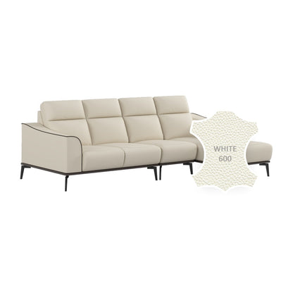 Gianna Half Leather Cowhide 3 Seater With Chaise Sofa
