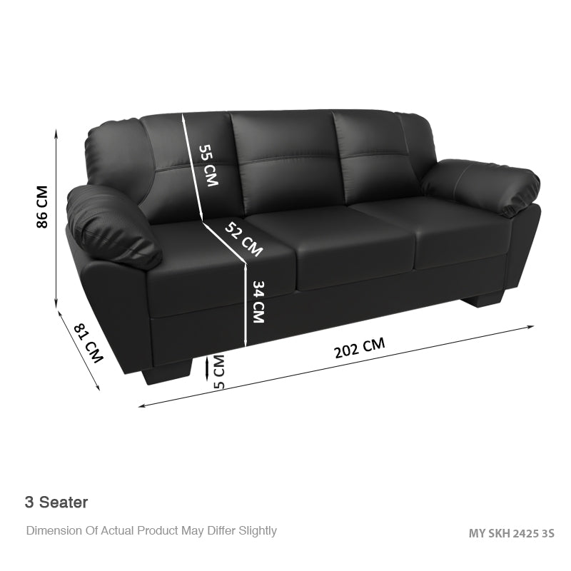 Adam Faux Leather 3 Seater Sofa