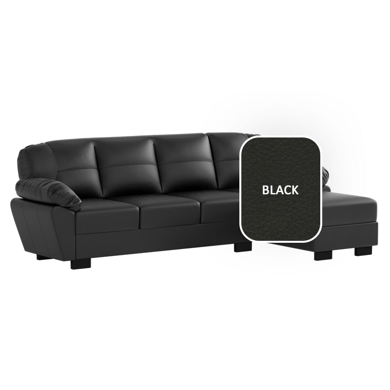 Adam Faux Leather 3 Seater With Chaise Sofa