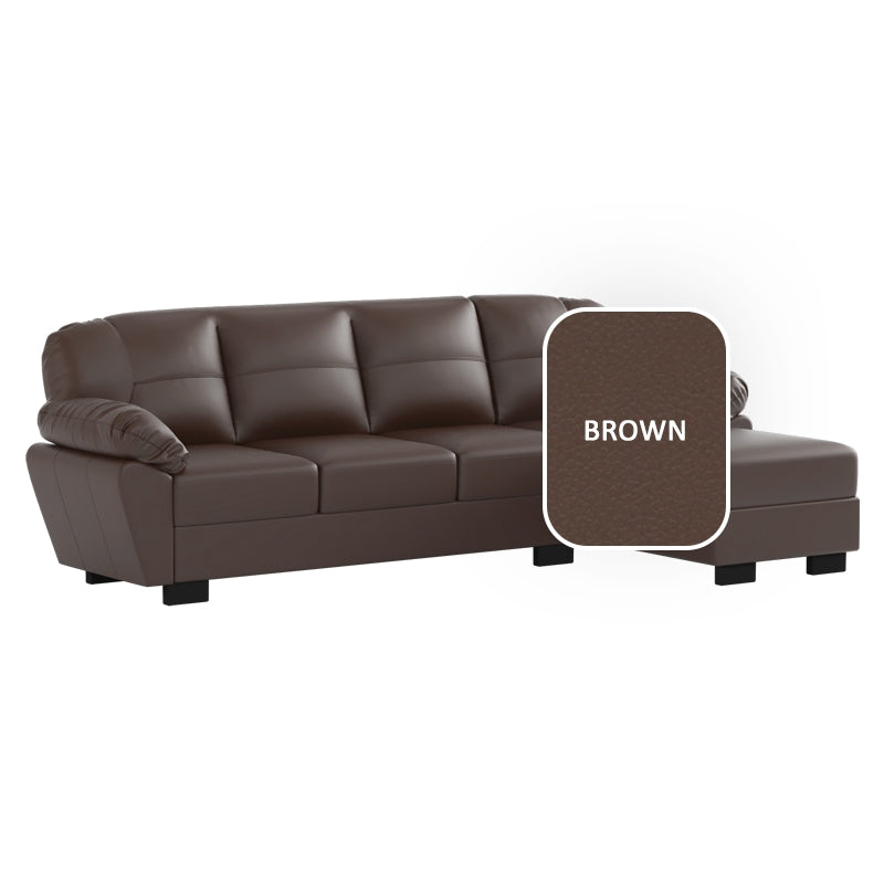 Adam Faux Leather 3 Seater With Chaise Sofa