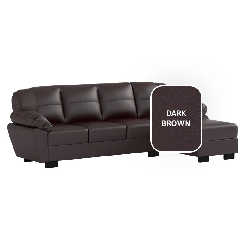 Adam Faux Leather 3 Seater With Chaise Sofa