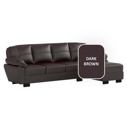 Adam Faux Leather 3 Seater With Chaise Sofa
