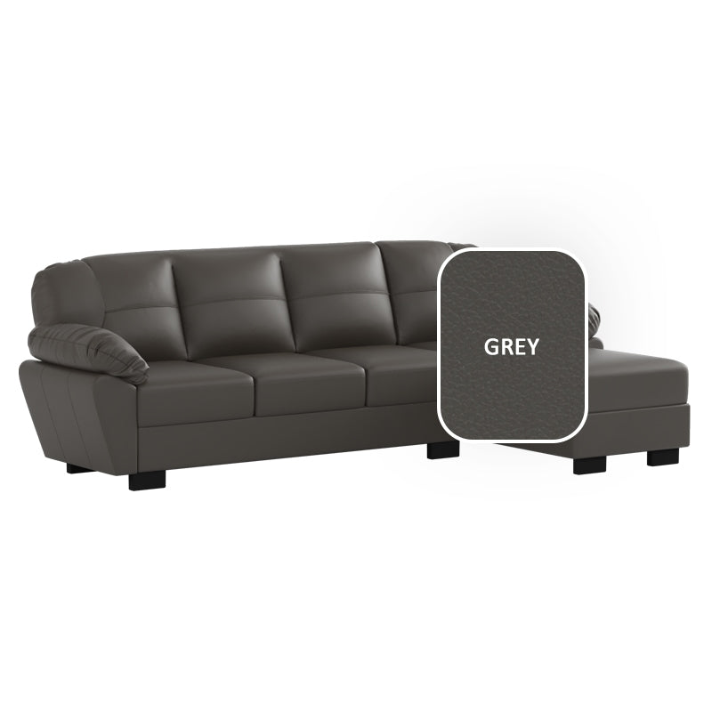 Adam Faux Leather 3 Seater With Chaise Sofa