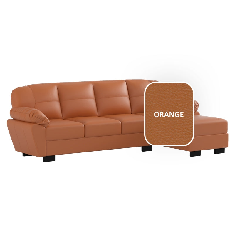Adam Faux Leather 3 Seater With Chaise Sofa