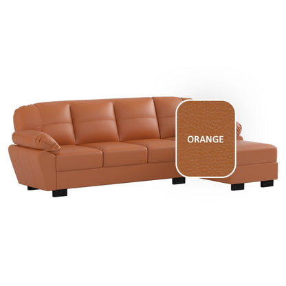 Adam Faux Leather 3 Seater With Chaise Sofa