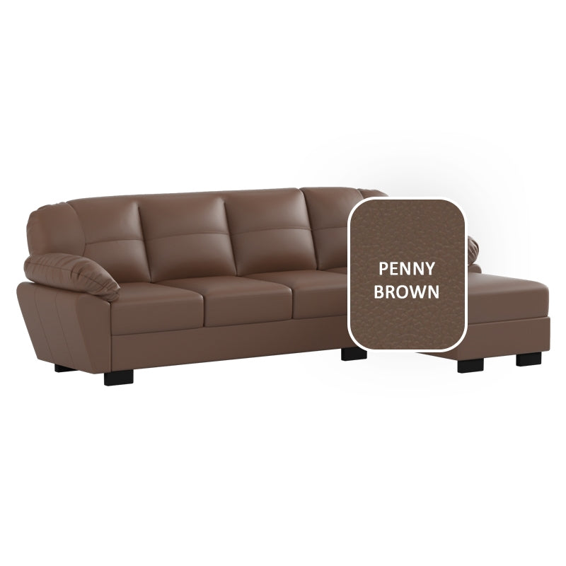 Adam Faux Leather 3 Seater With Chaise Sofa