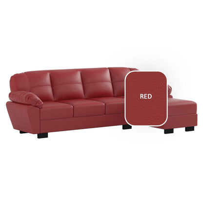 Adam Faux Leather 3 Seater With Chaise Sofa