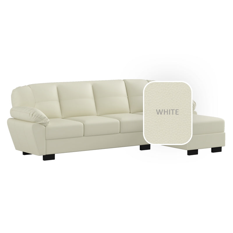 Adam Faux Leather 3 Seater With Chaise Sofa