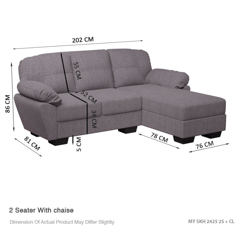 Adam Fabric 2 Seater With Chaise Sofa