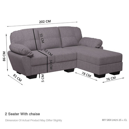 Adam Fabric 2 Seater With Chaise Sofa