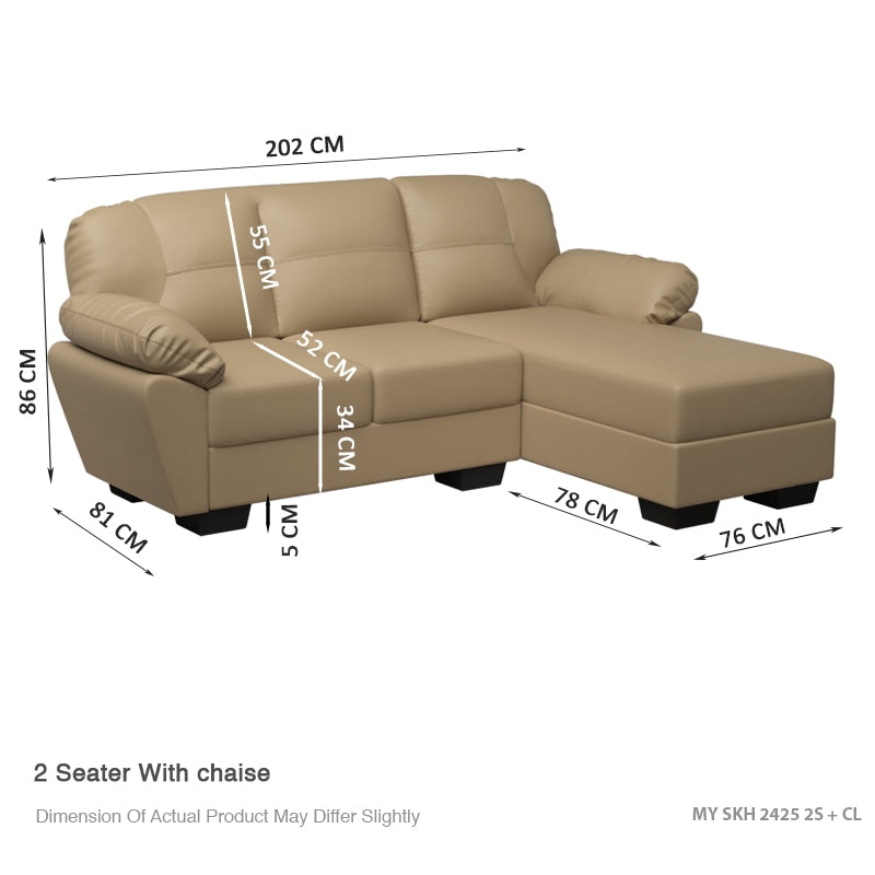 Adam Faux Leather 2 Seater With Chaise Sofa