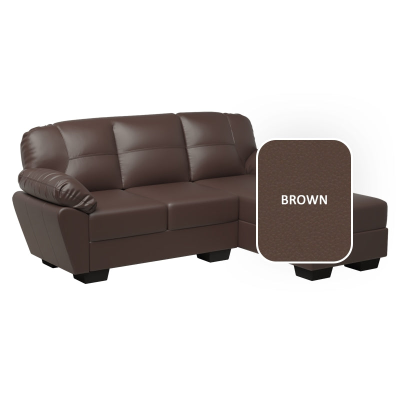 Adam Faux Leather 2 Seater With Chaise Sofa