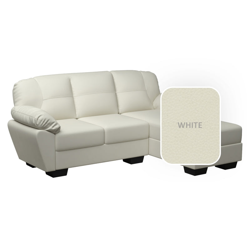 Adam Faux Leather 2 Seater With Chaise Sofa