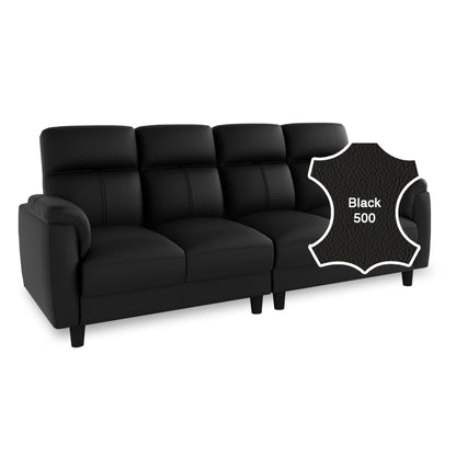 Helen Half Leather Cowhide 4 Seater Sofa
