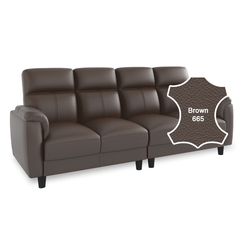 Helen Half Leather Cowhide 4 Seater Sofa