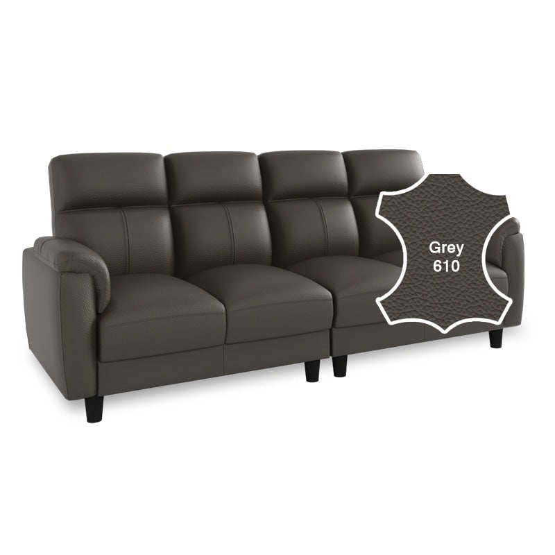 Helen Half Leather Cowhide 4 Seater Sofa