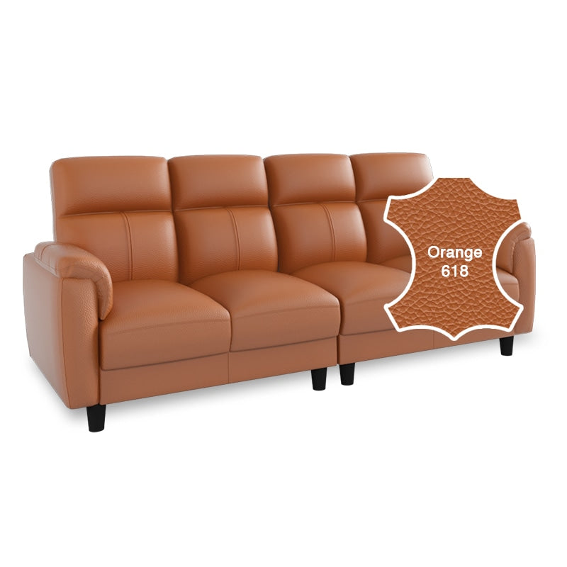 Helen Half Leather Cowhide 4 Seater Sofa