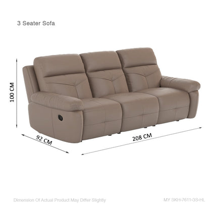 Taylor Half Leather Cowhide 3 Seater Sofa