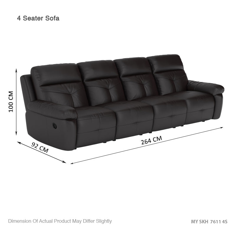 Taylor Half Leather Cowhide 4 Seater Sofa