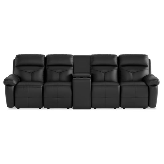 Taylor Half Leather Cowhide 4 Seater Sofa with Console