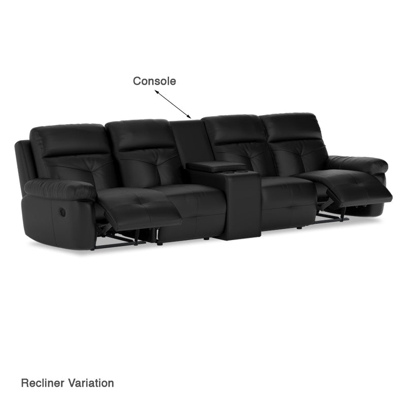 Taylor Half Leather Cowhide 4 Seater Sofa with Console