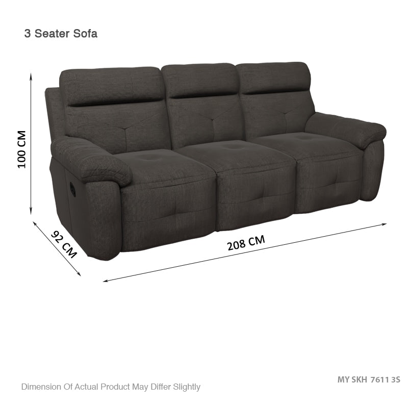 Taylor Fabric 3 Seater Sofa